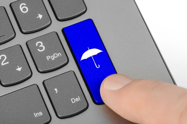 Computertastatur Mit Regenschirmschlüssel Technologischer Hintergrund — Stockfoto