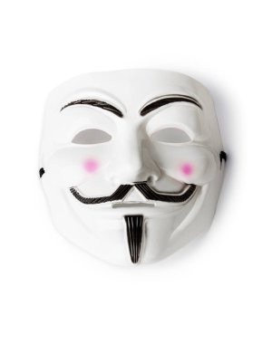 Beyaz arka plan üzerinde izole bilgisayar hacker maskesi