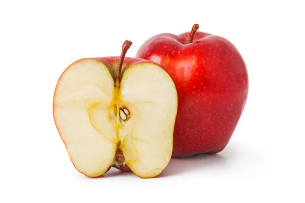 Röda Äpplen Isolerad Vit Bakgrund — Stockfoto