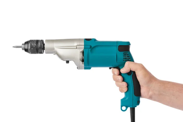 Electric Drill Hand Isolated White Background — Stock Photo, Image