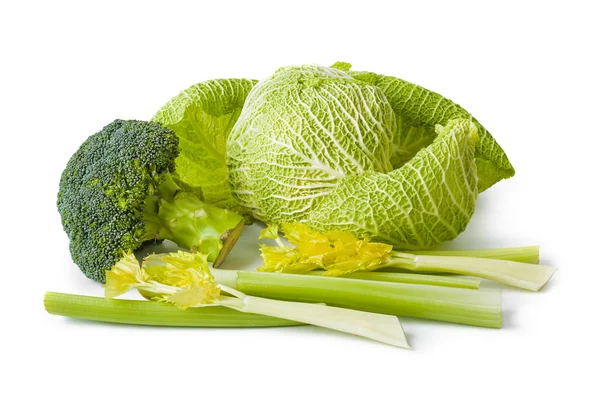 Zelí Celer Brokolice Izolované Bílém Pozadí — Stock fotografie