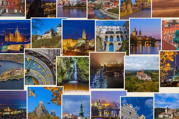 Collage Imágenes República Checa Mis Fotos Viajes Arquitectura Fondo — Foto de Stock