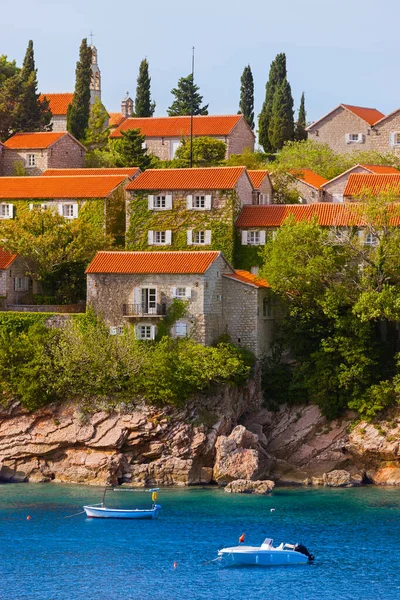 Island Sveti Stefan Montenegro Architecture Nature Background — Stock Photo, Image
