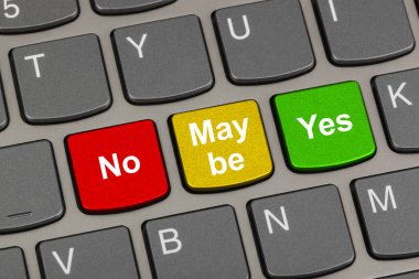 Evet Hayır ve belki de tuşları - iş kavramı ile bilgisayar klavye