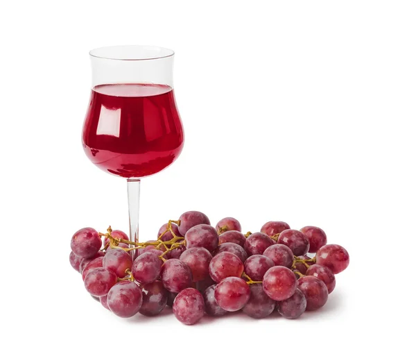 Weinglas Und Trauben Isoliert Auf Weißem Hintergrund — Stockfoto