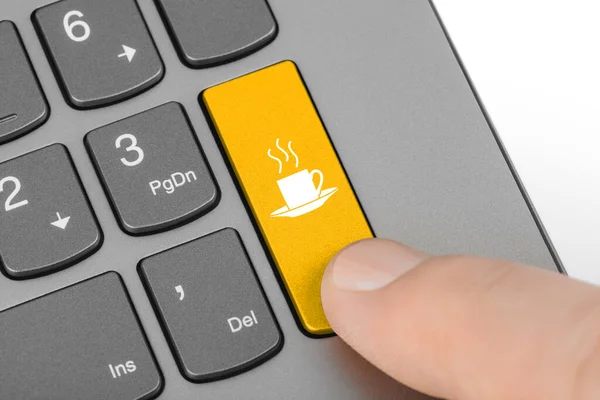 Computertastatur Mit Kaffeetastatur Geschäftskonzept — Stockfoto