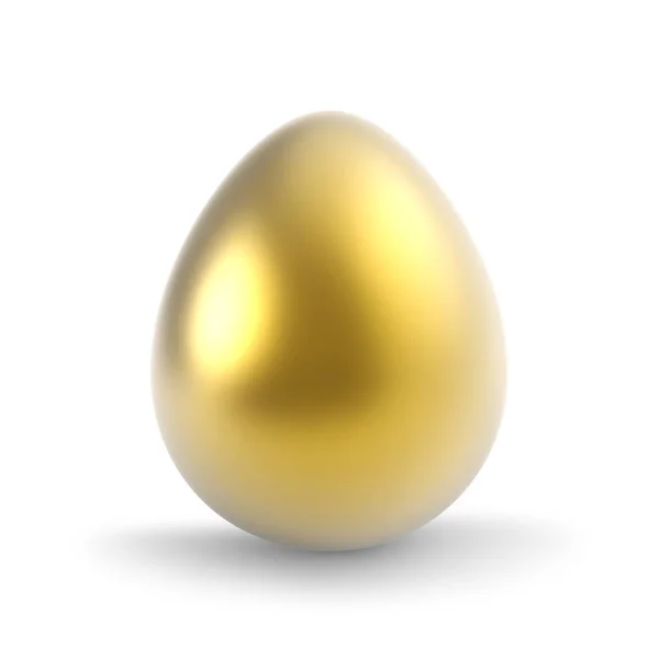 Single golden egg isolated on white background. — Stock Photo, Image