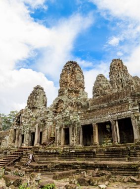 Bayon Khmer tapınak taş kalıntıları, Angkor, Siem Reap, Kamboçya.