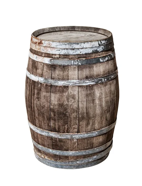 Vintage oak cask isolated on white background. — Stock Photo, Image