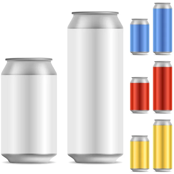 Blank beer of soft drink aluminum can vector template — Stockvector