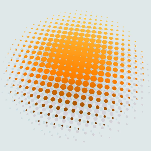 3D yellow sun halftone vector background. — Stock Vector