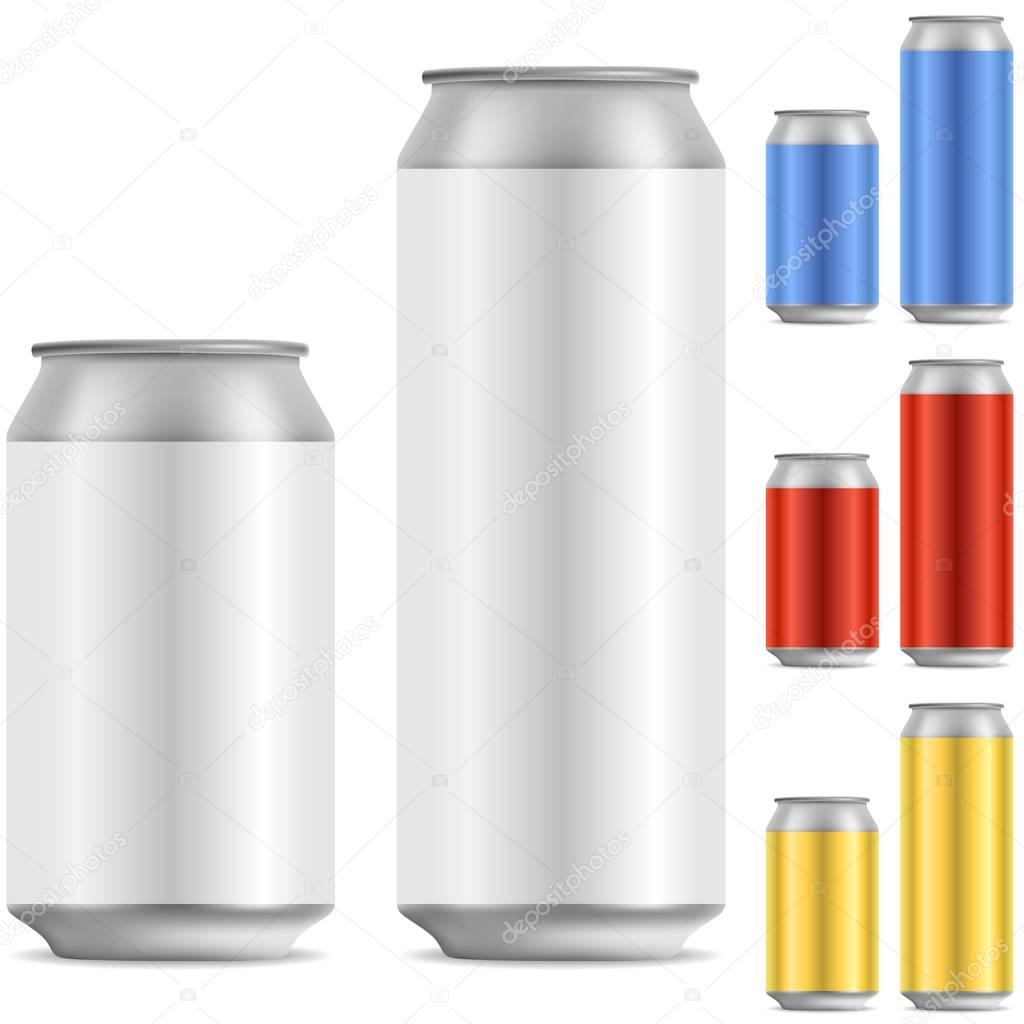 Blank beer of soft drink aluminum can vector template