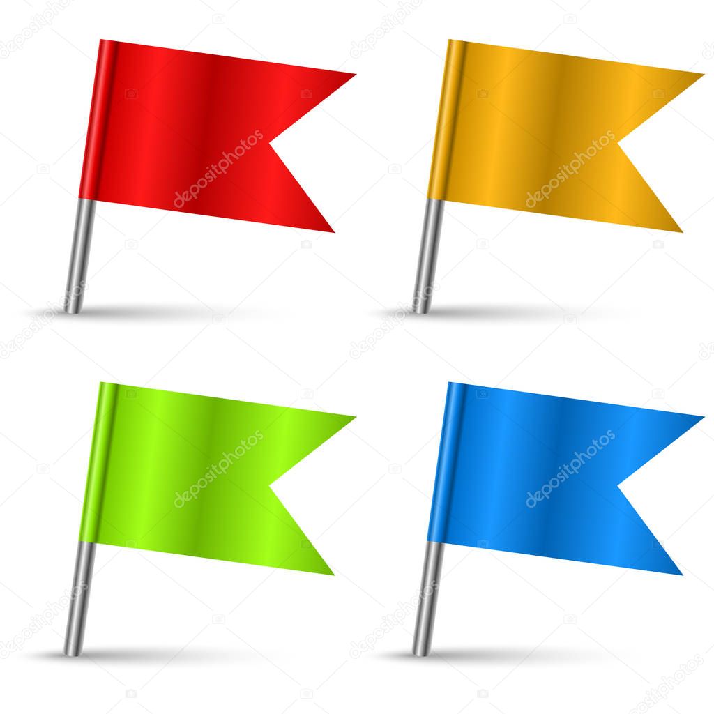 Color pin flags set vector template isolated on white background