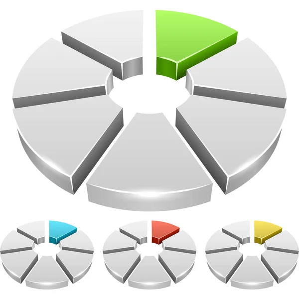 Gráfico de rueda blanca con iconos 3D de segmento de color — Archivo Imágenes Vectoriales