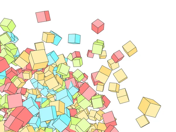 3D color cubes sketch style srawing background — Stock Photo, Image