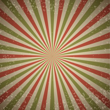 Red and green rays vintage burst background. clipart