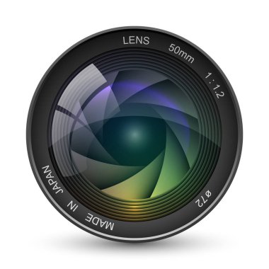 Fotoğraf kamera lens vektör çizim önden görünümü