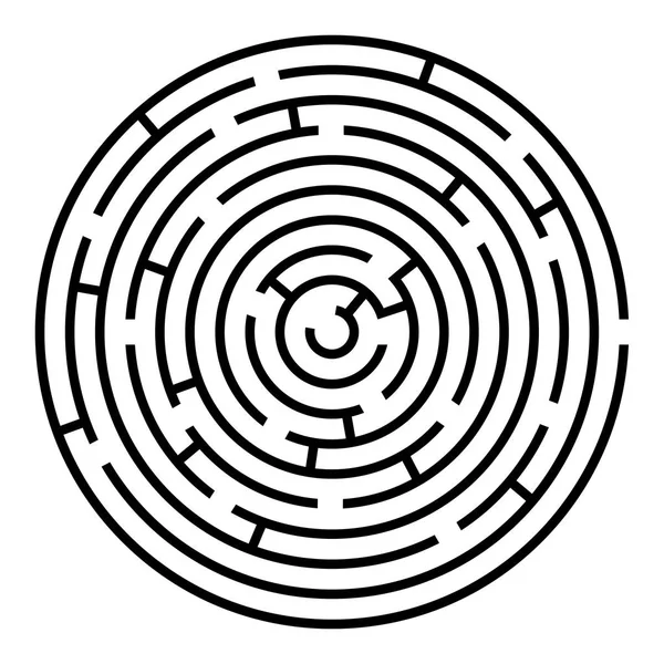 Black and white round maze vector template — Stock Vector