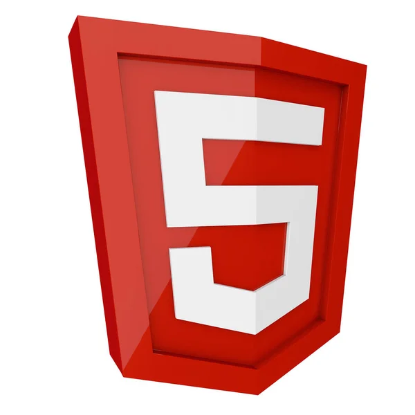 HTML 5 3D segno rosso isolato su sfondo bianco . — Foto Stock