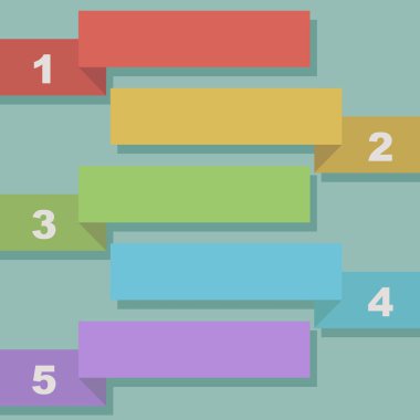 Düz tasarım beş adım vektör şablon Şerit.