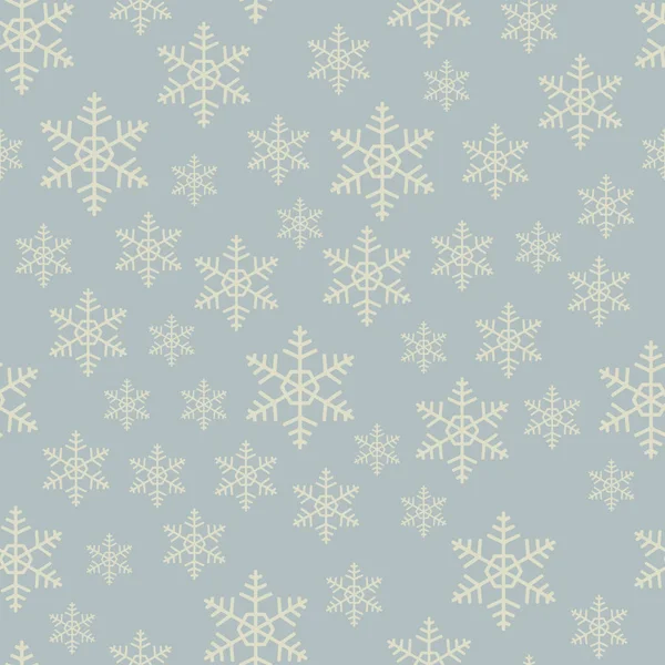 Seamless flat grey snowflake vector pattern. — Stock Vector