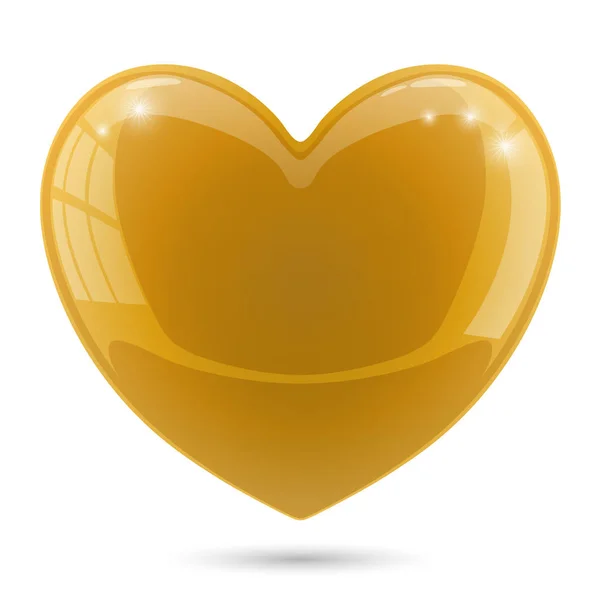 Corazón dorado brillante aislado sobre fondo blanco . — Archivo Imágenes Vectoriales