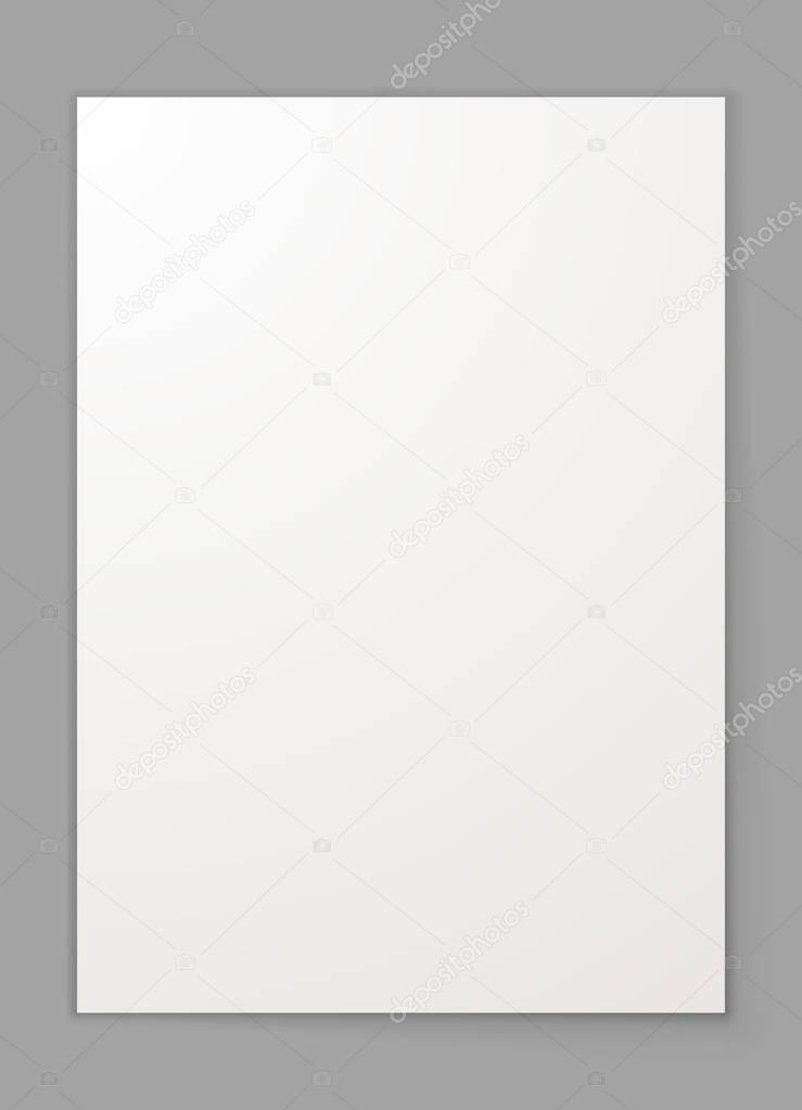 A4 sheet of paper isolated on grey background vector template.