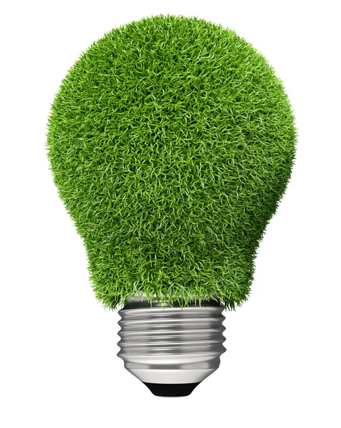 Gloeilamp bedekt met groene gras. — Stockfoto