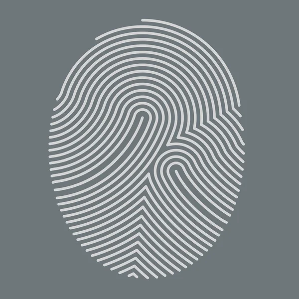 Abstract white fingerprint outline vector illustration on grey b — Stock Vector