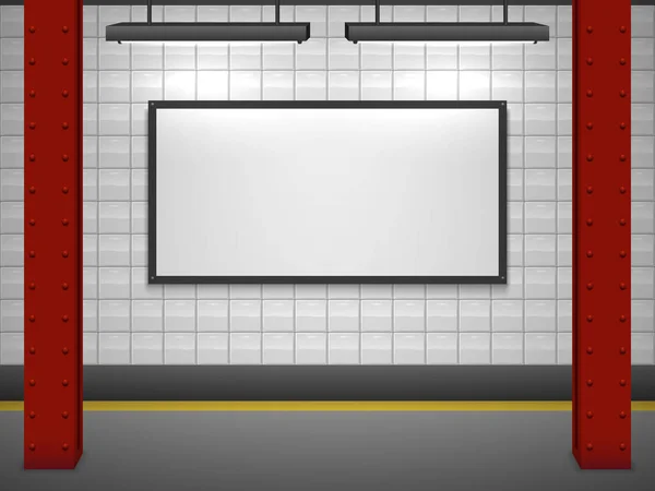 Lege reclame billboard op metro station vector sjabloon. — Stockvector