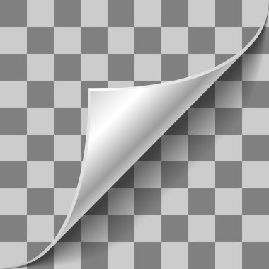 Damalı zemin üzerine beyaz sayfa köşe kıvır. EPS 10 sayfa kıvır