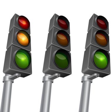 Trafik ışığı beyaz arka plan illüstrasyon izole.