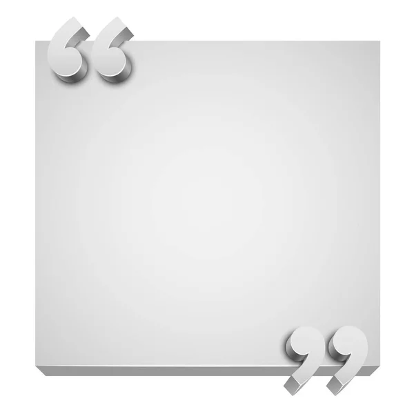 Quotation white 3D plate with copy space vector template. — Stock Vector