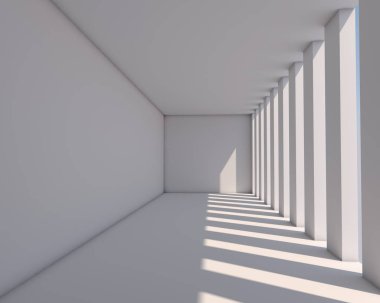 Beyaz Galerisi tarafından güneş ışığı mimari arka plan aydınlatılmış.