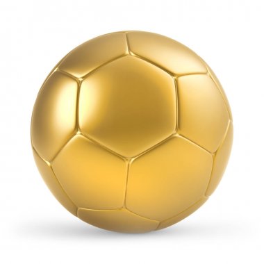 Beyaz arka plan üzerinde izole altın futbol topu. 