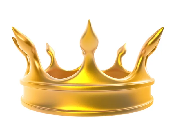 Złota korona odizolowana na białym tle. — Zdjęcie stockowe
