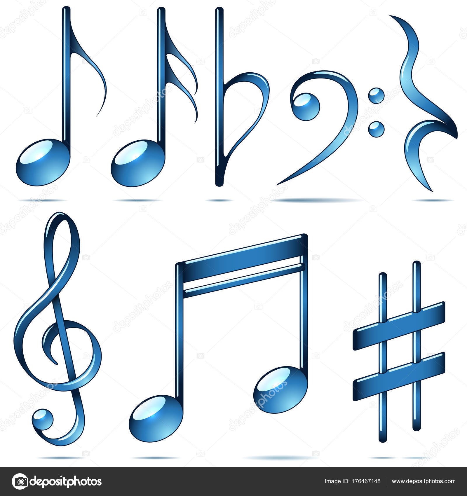 Music notation blue glass symbols. — Stock Vector © tuulijumala 176467148