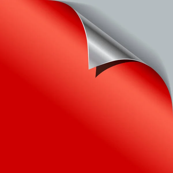 Czerwony papier zwinięty szablon wektor metalicznej narożnik. — Wektor stockowy