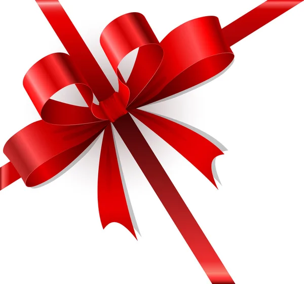 Fiocco rosso e nastri modello vettoriale regalo di Natale . — Vettoriale Stock