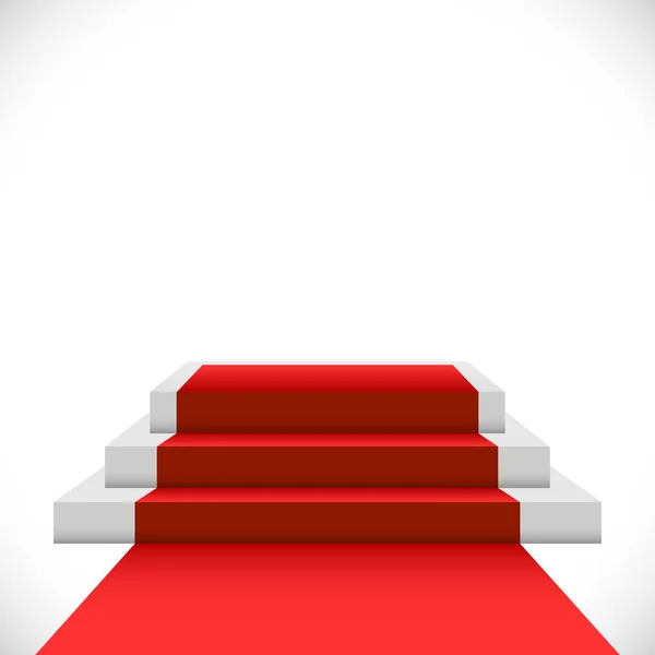 Tom tre steg podium med röda mattan — Stock vektor