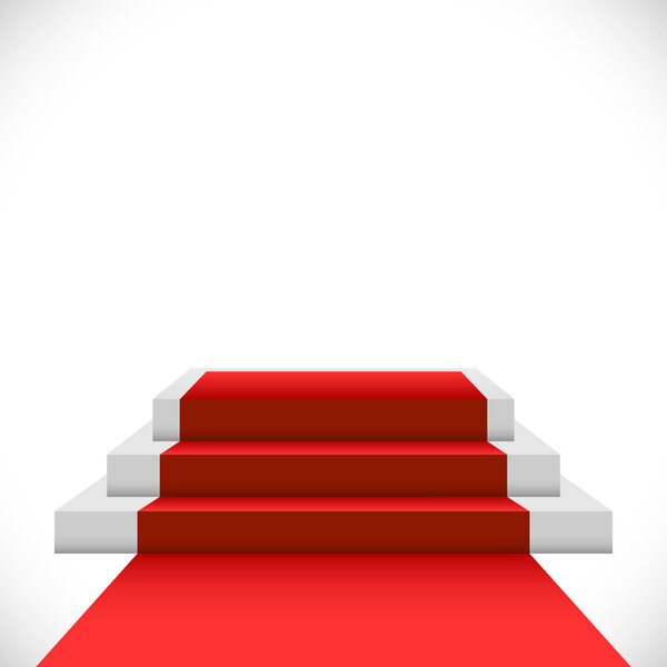 Empty three step podium with red carpet