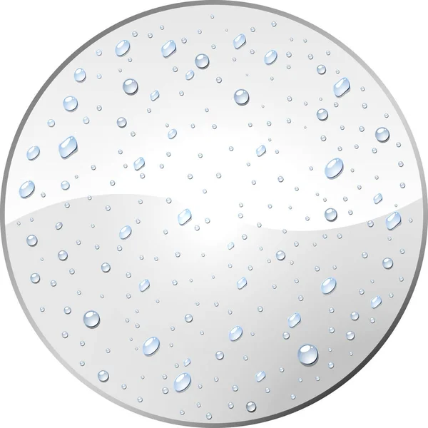 Blank white round label with water dew drops template. — Stock Vector