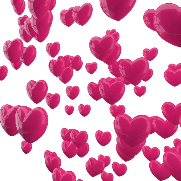 Corações cor-de-rosa no fundo branco. — Fotografia de Stock
