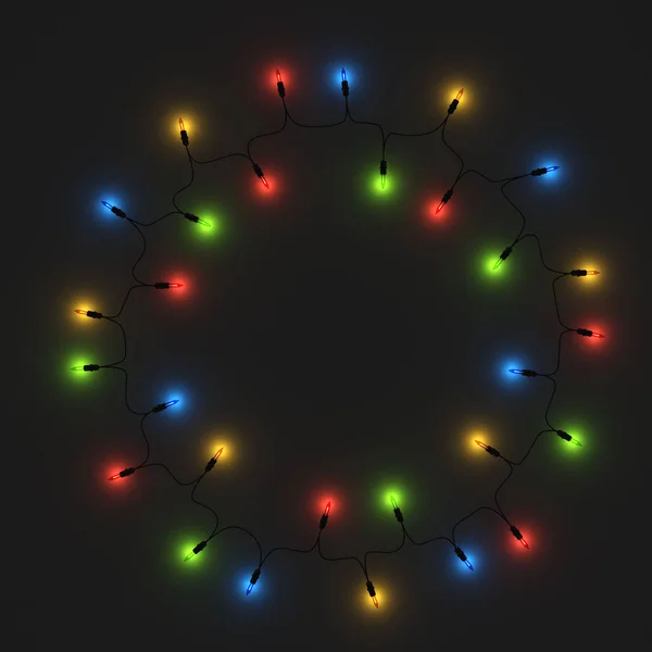 Christmas lights round frame — Stock Photo, Image
