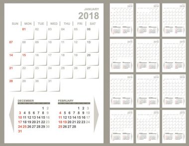 Aylık planlayıcısı 2018 Takvim şablonu