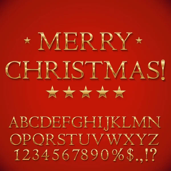 Golden Christmas Alphabet — Stock Vector