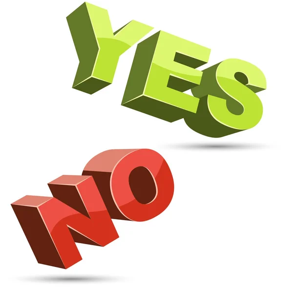 Yes and no 3D shapes flat color design — Stock Vector