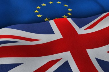 Avrupa Birliği ve Amerika Birleşik Devletleri bayrakları brexit kavramı adam