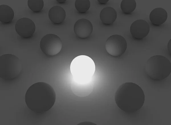 Abstract spheres in the darkness illuminated with one light sphe — Stock Photo, Image