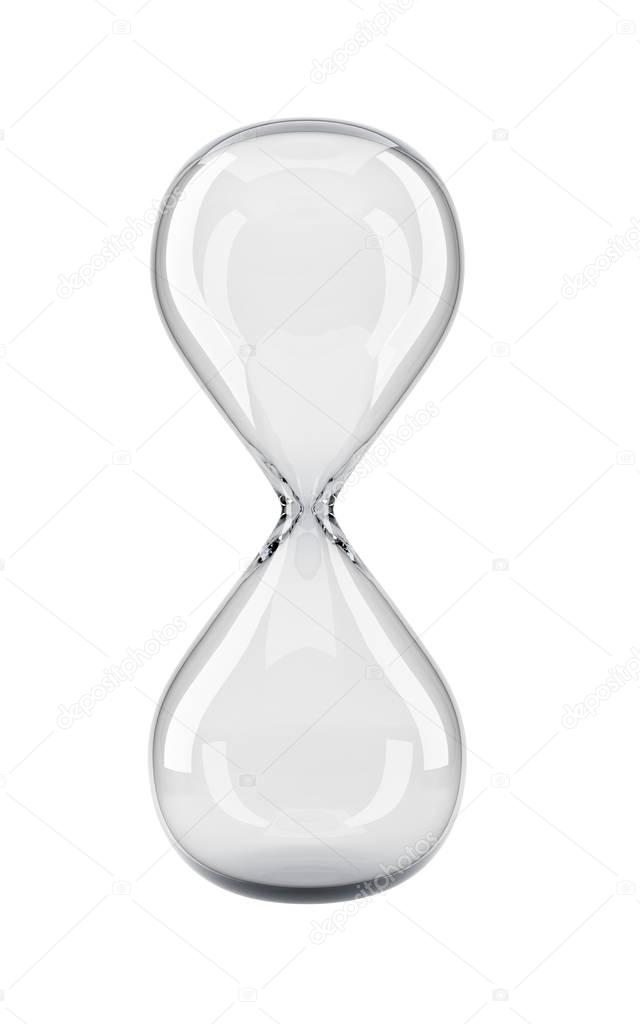 Empty sand glass isolated on white background.